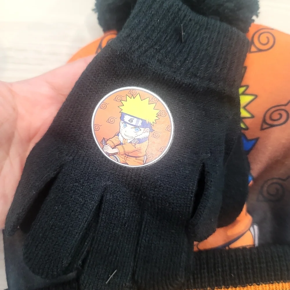 NEW NARUTO Set of 3 winter items 2 beanies and one pair of gloves yo